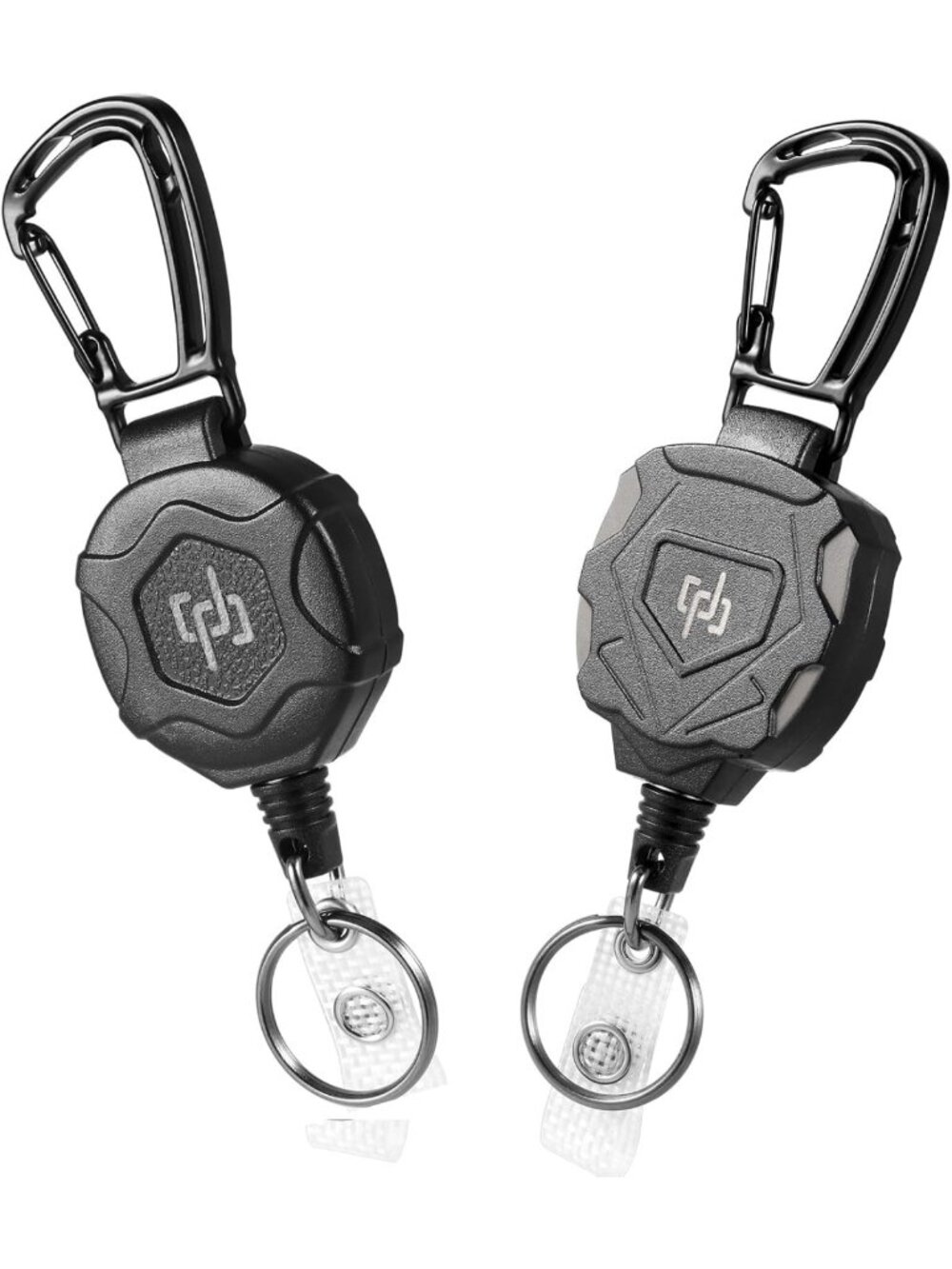 2 Pack Heavy Duty Retractable Keychain Badge Holder with 32” Steel Cord